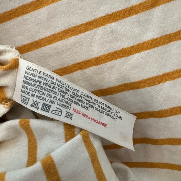 Fat Face Striped Essential Classic Breton Cotton Top Natural yellow Size US 14 - Picture 10 of 12
